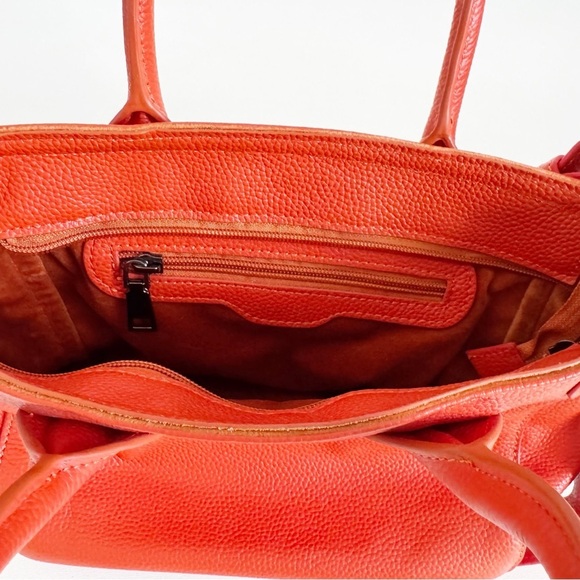 Beck Beckini Bag Tote Crossbody Satchel Italian Pebble Leather Logo Embossed - Picture 10 of 13